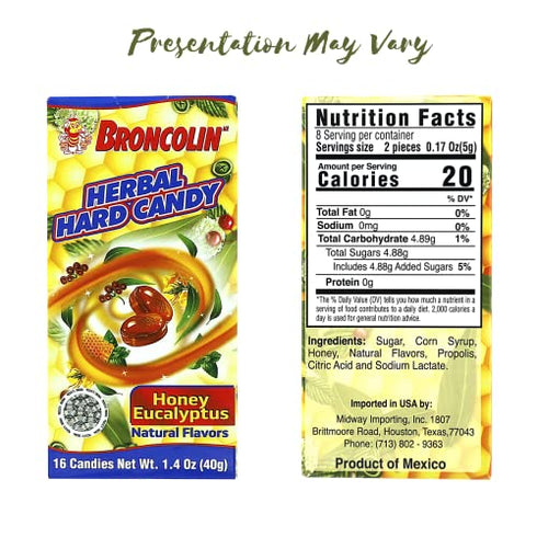 Broncolin Pastillas - Cough Drops - Hard Candy, 16 Count (Pack of 1) (OI-31686)