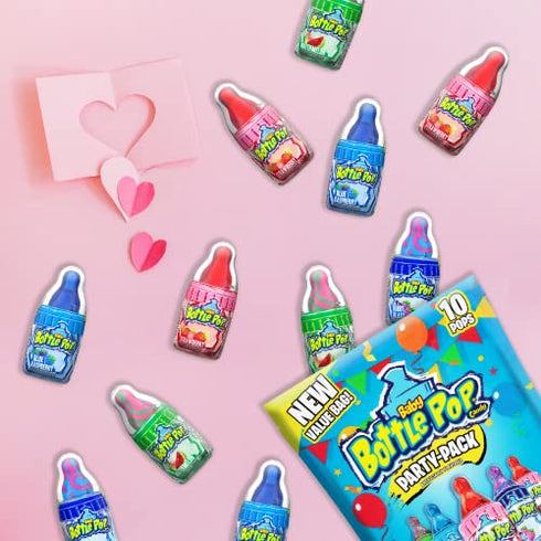 Baby Bottle Pop Christmas Bulk Variety Party Pack - Individually Wrapped Lollipops W/ Powdered Sugar Dip In Assorted Fruity Flavors - Perfect Candy For Stocking Stuffers & Christmas Parties 0.85 Ounce, 10 Count (Pack of 1)