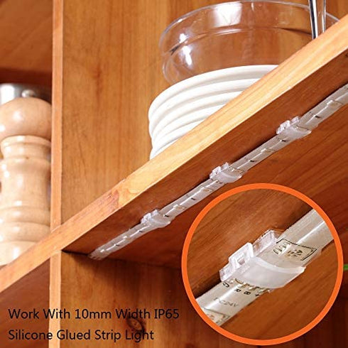 Threetwofour 100 Pack Double Installation LED Strip Light Mounting Bracket Self Adhesive LED Clips Use for 8-10mm/0.31-0.39in Width LED Strip Light with 102PCS Screws