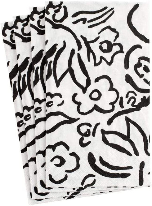Caspari Matisse Paper Guest Towel Napkins in Black - Two Packs of 15