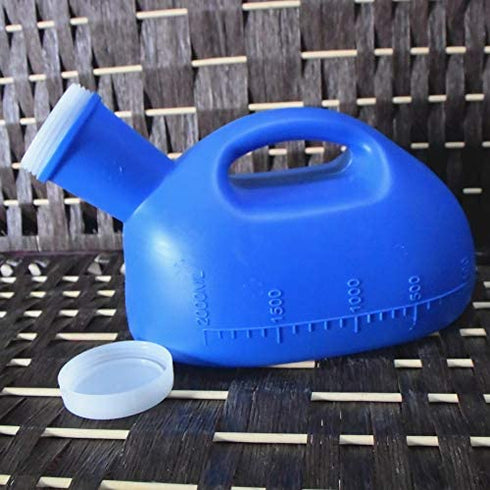 YUMSUM Men's 2000ML Portable Potty Pee Bottle Male Urinal Collector for Hospital Camping Car Travel Toilet Urinal,130 CM Tube (Blue)