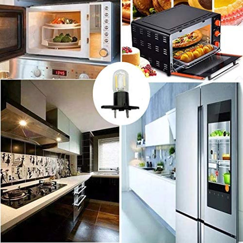 qlee Led Filament Light 1.5w Z187 Microwave Bulb 125v 20w Equivalent Incandescent Lamps for Galanz Refrigerator Microwave Oven Electrical Range Hood Indicator Light