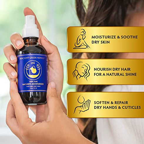 Organic Blend of Olive, Lavender, Almond, Vitamin E and Grapeseed Oils, Day and Night Moisturizer for Dry Skin, Face, Hair, Foot, Leg, Hands, Nail and Cuticle Care, Natural Body Oil for Women and Men