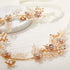 SWEETV Rose Gold Wedding Headband for Bride, Floral Bridal Headband Rhinestone Headpiece Wedding Hair Accessories