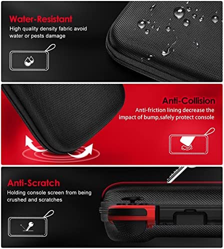 Carrying Case for Nintendo Switch and NEW Switch OLED Model(2021),iVoler Portable Hard Shell Pouch Carrying Travel Game Bag for Switch Accessories Holds 10 Game Cartridge (Black)