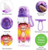 Cute Water Bottle for School Kids Girls Boys, Soft Silicone Straw & BPA FREE Tritan & Leak Proof One Click Open Flip Top & Easy Clean & Soft Carry Loop, 24oz / 700ml - Sloth