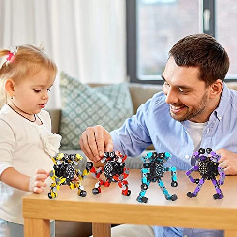 Transformable Fingertip Gyro Fidget Spinner, 2PCS DIY Deformation Robot Toy Transformable Mechanical Spiral Twister Fingertip Decompression Fingertip Toy for Kids Adults