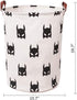 Dirty Clothes Laundry Storage Basket for Bedroom Bathroom Kids Linen Cotton White and Black Superhero 15.7"x19.7"