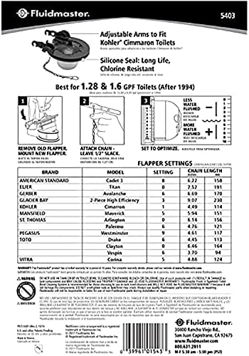 Fluidmaster 5403 Water-Saving Long Life Toilet Flapper for 3-Inch Flush Valves, Adjustable Solid Frame Design, Easy Install (Red)