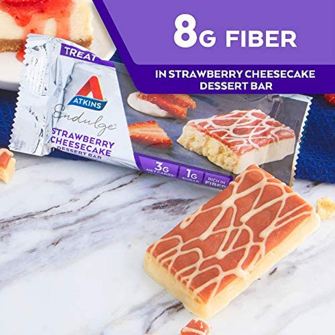 Atkins Endulge Treat Strawberry Cheesecake Dessert Bar, 6 Ounce (5 Bars)