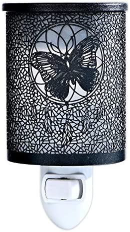 ASAWASA Metal Wall-Plug Wax Melt Warmer,Electric Wax Burner Melter Fragrance Warmer Night lamp,for Home Bedroom Kitchen Garage Gifts Décor Aromatherapy Spa 2.6"x2.6"x3.39"(Dream Butterfly)