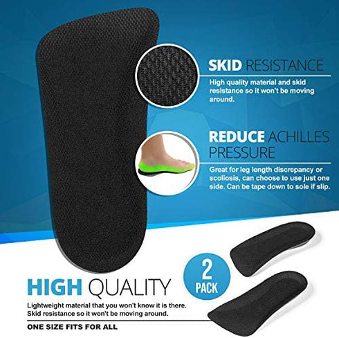 Half Elevator Insole for Women - 1/2 inches (2 Pack) Breathable Lightweight Height Increase Heel Lift Insert