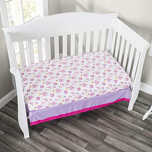 Baby Girl Fitted Crib Sheet Princess Storyland, 100% Soft Breathable Microfiber Baby Sheet, Fits Standard Size Crib Mattress 28in x 52in, Nursery Sheet