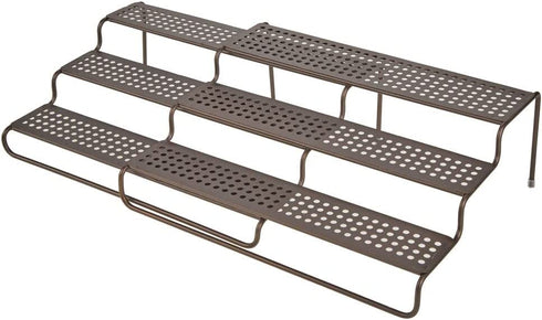 mDesign Adjustable, Expandable Kitchen Wire Metal Storage Cabinet, Cupboard, Food Pantry, Shelf Organizer Spice Bottle Rack Holder - 3 Level Storage - Up to 25" Wide - Bronze