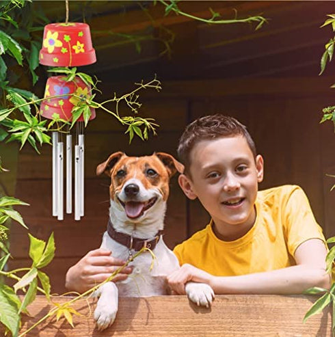 Wind Chime Making & Painting Kit - Arts and Crafts Gift for Girls & Boys Ages 4, 5, 6, 7, 8, 9, 10 -12 - Birthday & Christmas Gifts for Kids - Kid Art & Craft Kits - DIY Stuff for Girl Age 4-12
