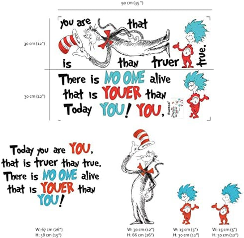Runtoo Inspirational Quotes Wall Decals Today You are You Kids Wall Stickers Baby Nursery Bedroom Classroom Wall Decor