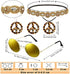 6 Pcs 60s 70s Hippie Costume for Women Peace Sign Earring Necklace Headband Fringe Vest Tassel Cardiga