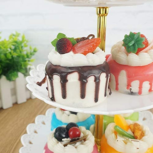 Artliving 3-tier Plastic Cake Stand-Dessert Stand-Cupcake Stand-Tea Party Serving Platter White Gold
