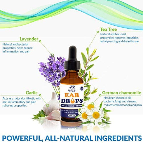 Natural Ear Drops for Ear Infection Treatment – Herbal Eardrops for Adults, Children & Pets – Relieves Ear Aches, Infections, Itchy Ears, Swimmer's Ear, & Loosens Wax – Kids Safe Treatment Made in USA