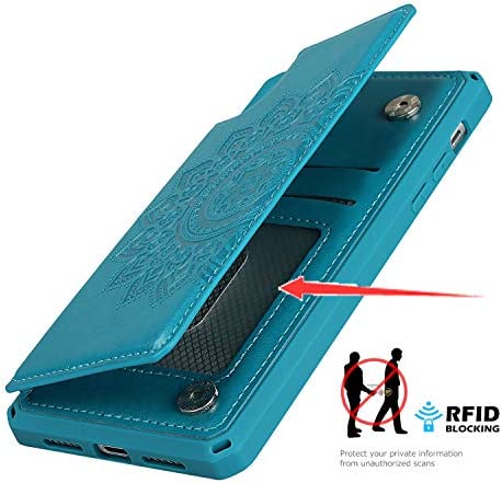 Jaorty iPhone 12 Pro Max Wallet Case with RFID Blocking Card Holder,Premium PU Leather Double Magnetic Buttons Stand Flip Wrist Lanyard Strap Back Cover for iPhone 12 Pro Max 6.5 Inch,Blue