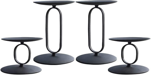 NiceAI Candlestick Holders Set Candle Holder Candelabra Candle Stands Wedding Centerpieces for Tables Fireplace Screens Decorative Black Set of 4