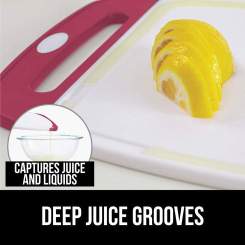 Gorilla Grip Reversible, Oversized, Thick Cutting Board Set of 3, Grip Handle, Deep Juice Grooves, Slip Resistant, Large Kitchen Chopping Boards for Meat, Veggies, Fruits, Dishwasher Safe, Hot Pink