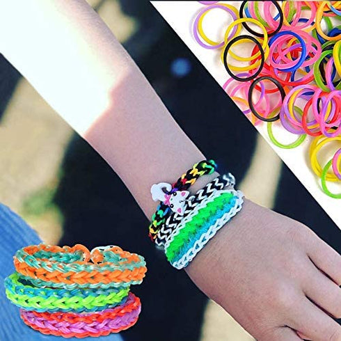 VICOVI 3700+ Colorful Rubber Bands Glow in The Dark Set Included: 3600+ Premium Quality Loom Bands in 6 Colors + 100 S-Clips + 15 Lovely Charms + 6 Crochet Hooks, No Loom Board Included.