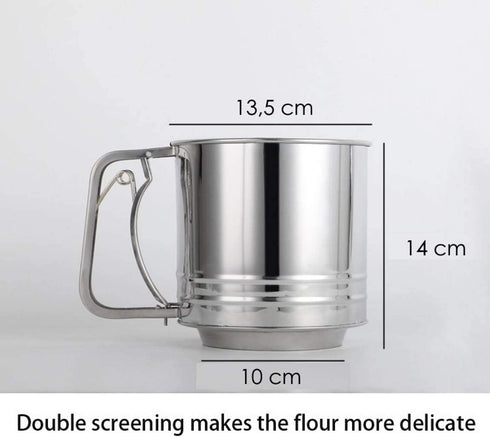 Flour Sifter Stainless Steel Large Sifter for Baking and Powdered Sugar Sifter Flour Sieve 4 Cup