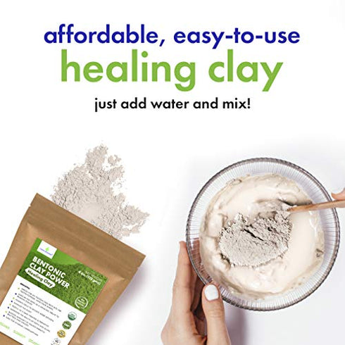 Cosmic Element Calcium Bentonite Clay Powder, Vegan Bentonite Clay Food Grade, Healing Clay for Face Mask Skin Care Detox, Clay Mask for Blackheads and Pores, 4 ounce