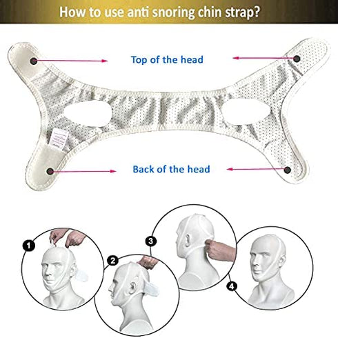 Snore Stopper Anti Snoring Devices Anti Snoring Chin Strap for Cpap Users, Breathable Snoring Solution(2 Pack)