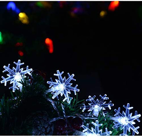 Homeleo Solar Powered Snowflake Lights, Outdoor Christmas Snowflake Decorations, Waterproof String Lights for Trees Ornaments Garden Patio Yard Pathway Decoration(Cold White,30 ft,50 LEDs)