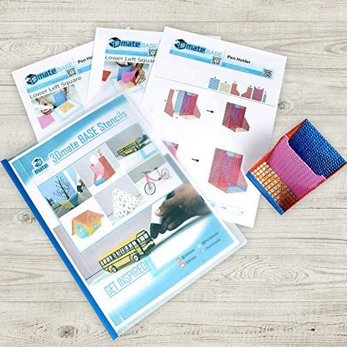 3D Pen Paper Stencils for 3D Pen Mat - Flower Pot, Pen Holder, School Bus, Bird House, Bicycle Templates Compatible with 3Dmate Base 3D Pen Mat (Mat Not Included)