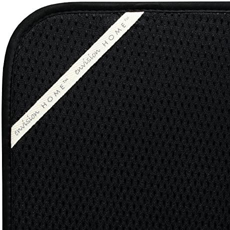 Envision Home Absorbent, Reversible Microfiber Dish Drying Mat for Kitchen, 16 Inch x 18 Inch, Black
