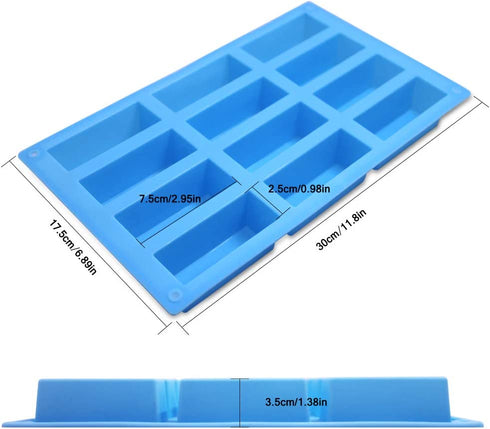SENHAI 3 Pack Narrow Rectangle Silicone Molds, 12-Cavity Flexible and Non-stick DIY Protein Bars Energy Bar Cereal Bar Maker Chocolate Cake Loaf Brownie Cheesecake Baking Pans - Pink, Blue, Purple