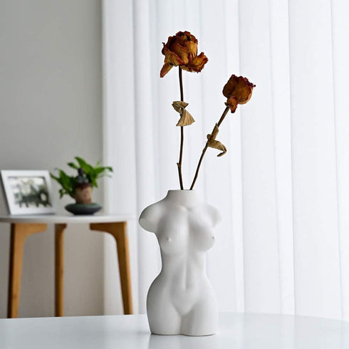 AMITD Female body form vase for Flower, Sex Body Art Vase, Vases for Decor, Modern Boho Chic Home Decor (White Body A)