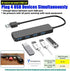 4-Port USB Hub 3.0, T-Sound USB Splitter for Laptop, Ps4 Keyboard and Mouse Adapter for Dell, Asus, HP, MacBook Air, Surface Pro, Acer, Xbox, Flash Drive, Mobile HD, Console, Printer, Camera