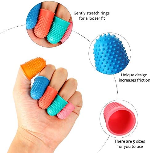 10 Pieces Rubber Fingers with 1/2 Oz Fingertip Moistener, Non-Slip Fingertips Thick Reusable Finger Protector for Paper Bills Document Counting Collating Sorting Task