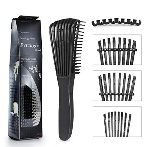 BESTOOL Detangling Brush for Black Natural Hair, Detangler Brush for Natural Black Hair Curly Hair Afro 3/4abc Texture, Faster n Easier Detangle Wet or Dry Hair with No Pain (Black)