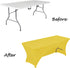 Spandex Table Cover 6 ft. Fitted Polyester Tablecloth Stretch Table Cover Table Topper Open Back - Yellow