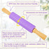 Koogel 15 Inch Silicone Rolling Pin, Purple Rolling Pin Handle Rolling Pin Non-Stick Silicone Rolling for Home Kitchen Cake
