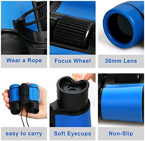 Kids Binoculars Shock Proof Toy Binoculars Set for Age 3-12 Years Old Boys Girls Bird Watching Educational Learning Hunting Hiking Birthday Presents