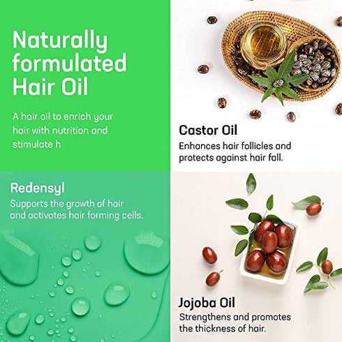 Azani Hair Growth Oil for Thicker, Stronger & Fuller Hair | Jojoba & Castor Oil with Redensyl | Prevents Hair Fall & Hair Thinning - Women & Men, 6.76 Oz | 100% Vegan and Cruelty Free