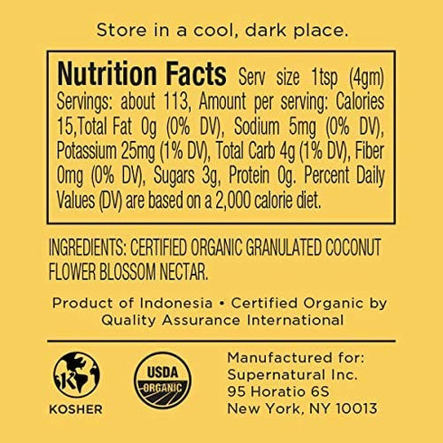 Organic Coconut Sugar by Supernatural, Best for Bakers, Fine Grain, Gluten Free, Vegan, Paleo, Kosher, Natural, Low Glycemic Sugar Substitute, 16oz