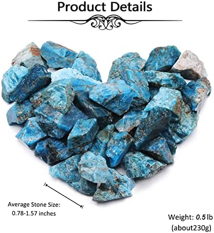 Top Plaza Bulk Moroxite Healing Crystals Rough Stones - Large 1" Natural Raw Stones Crystal for Reiki Healing, Wicca, Witchcraft, Tumbling, Cabbing, Fountain Rocks, Decoration, Polishing 0.5lb