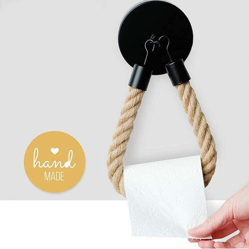 Niciksty Nautical Rope Toilet Paper Holder, Wall Mounted Toilet Paper Holder, Jute Rope Toilet Paper Holder , Beach Themed Bathroom Decorations, C1