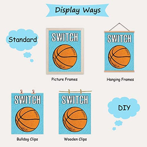 CHDITB Unframed Sports Themed Wall Art Print Modern Balls Art Picture, Set of 4 (8" x10" ) Canvas Gym Ball Posters For Boy Room Nursery Sport Room Decor, Basketball Boys Gift For Man