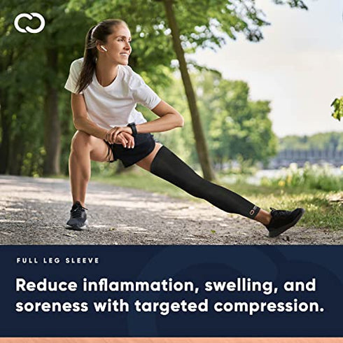 Copper Compression Leg Compression Sleeve - Copper Infused Knee Stabilizer Brace for Running, Meniscus Tear, ACL, MCL, Arthritis, Joint Pain Relief. Thigh & Calf Support. Fit for Men & Women - M