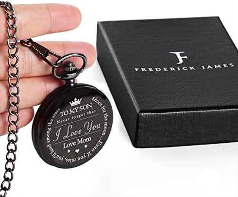 to My Son | Mother and Son - Graduation Gifts for Him 2022 - Engraved “to My Son Love Mom” Pocket Watch - Perfect Gifts for Son from Mom for Christmas, Valentines Day, Birthday