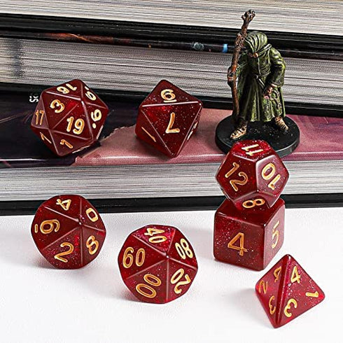 QMay DND Dice Set 10x7 (70 Pieces) Polyhedral Dice for Dungeons and Dragons D&D RPG MTG Role Playing Games with 1 Drawstring Bag