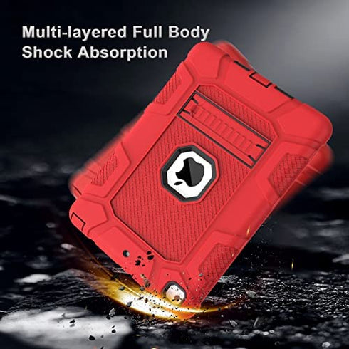 Rantice iPad 6th Generation Cases, iPad 5th Generation Case, iPad Air 2 Case, iPad 9.7 Case, Shockproof Rugged Drop Protection Cover Built with Kickstand for iPad 9.7'' A1893/A1954/A1822/A1823(Red)